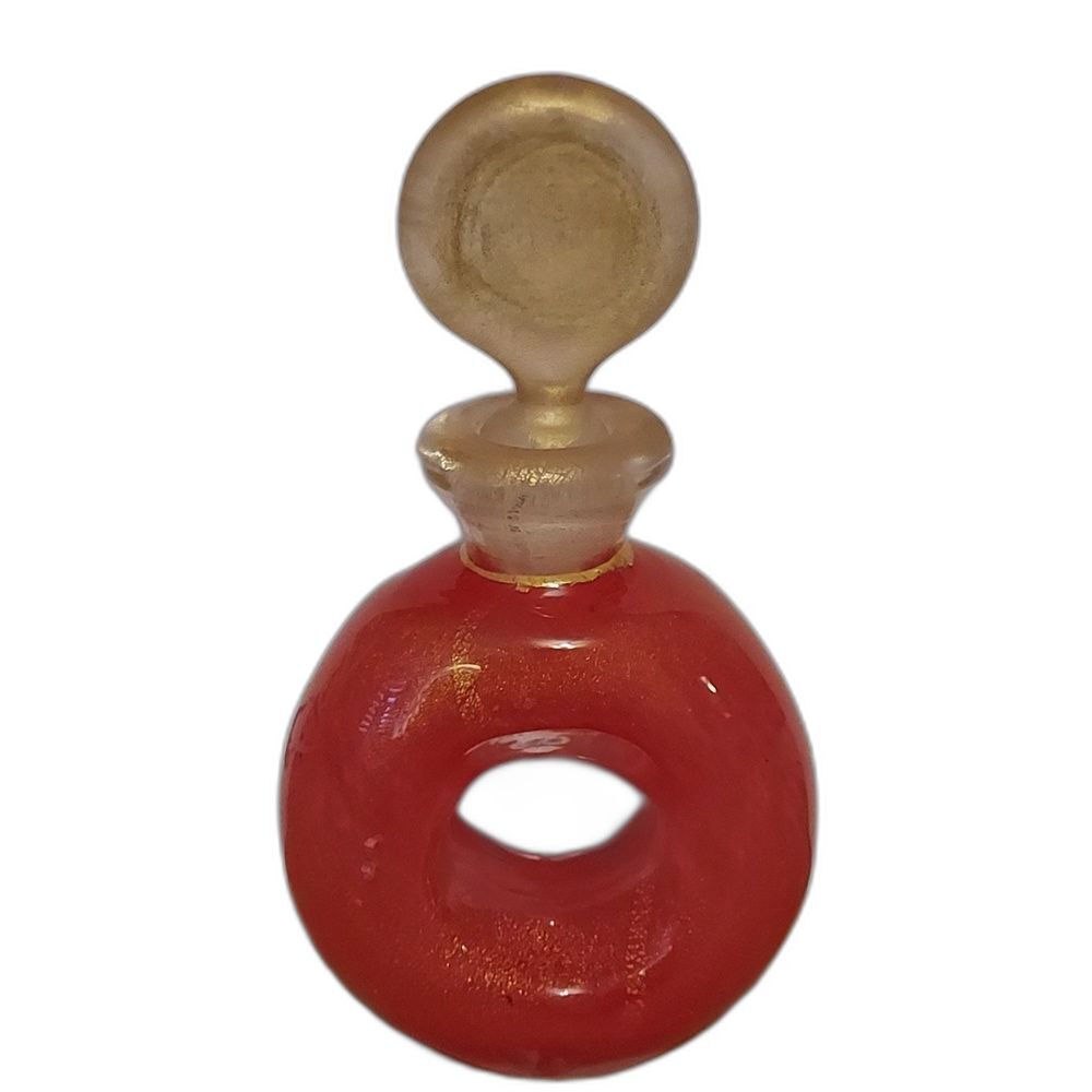 Vintage Murano Italian Art Glass Perfume Bottle Orange Gold Aventurine Venetian